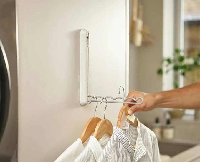Compact Folding Rail Holder With 5 Hangers Capacity